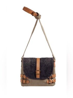 Mona B Crossbody Bag Canvas Leather Messenger Bike Bag